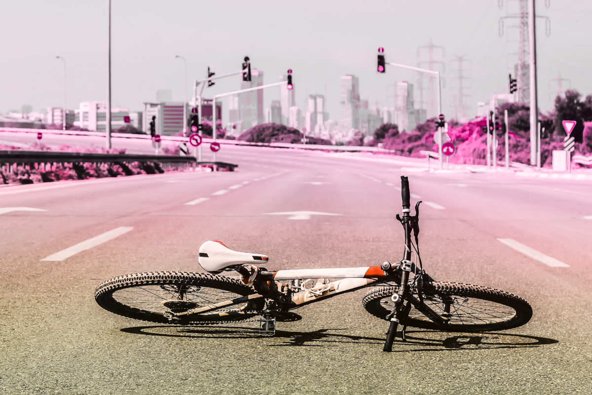 Mountain bike on empty highway