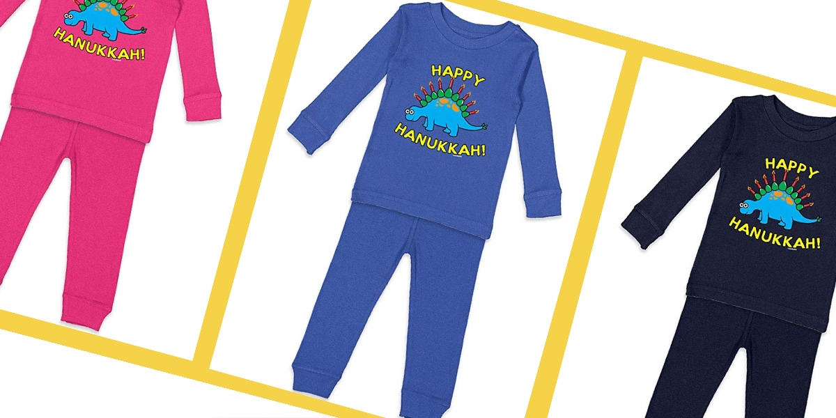 HAASE UNLIMITED Happy Hanukkah Dinosaur Menorah Kids Pajama Set