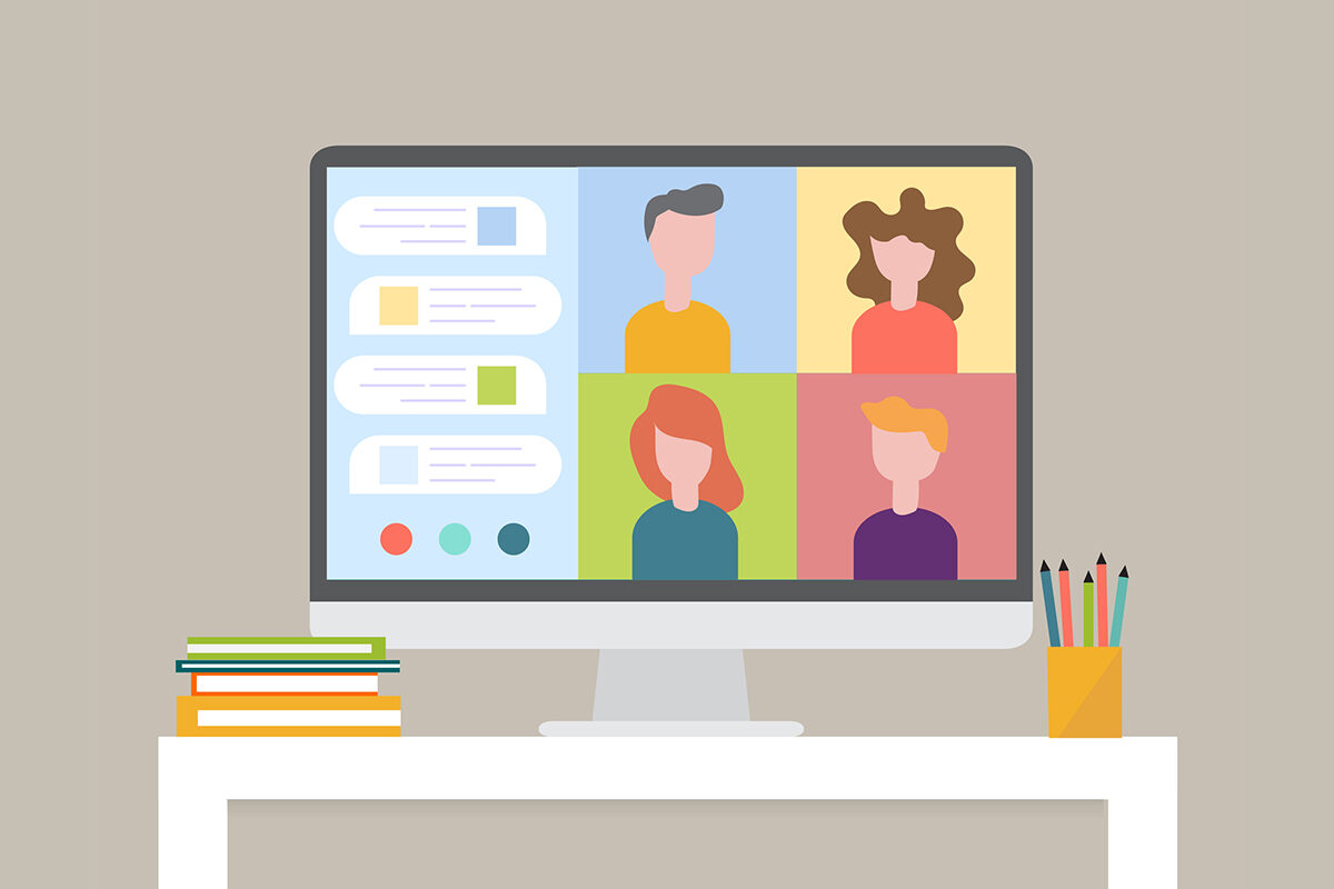Smart working and video conference, vector illustration