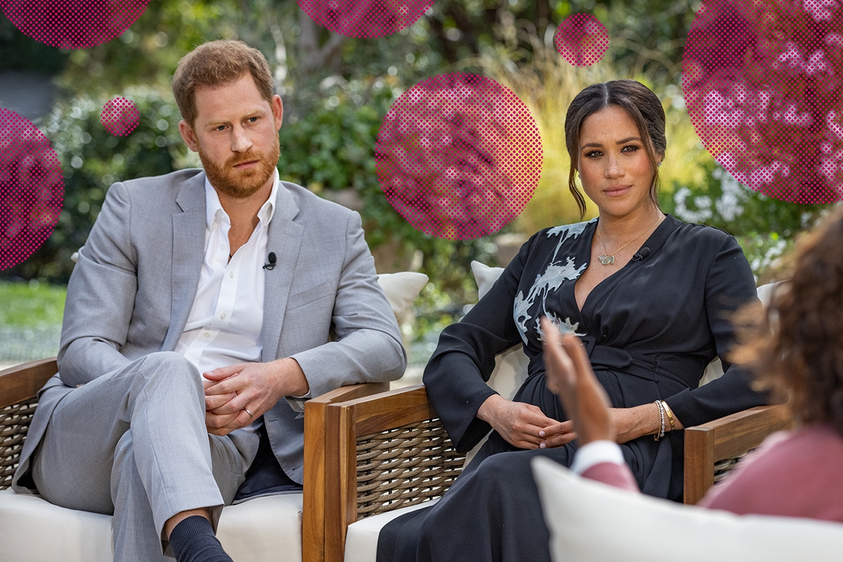 UNSPECIFIED - UNSPECIFIED: In this handout image provided by Harpo Productions and released on March 5, 2021, Oprah Winfrey interviews Prince Harry and Meghan Markle on A CBS Primetime Special premiering on CBS on March 7, 2021. (Photo by Harpo Productions/Joe Pugliese via Getty Images)