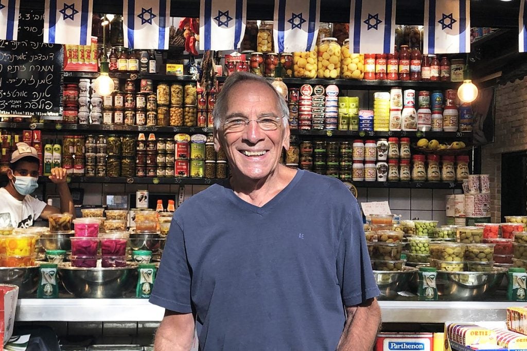 Abbey's dad in an Israeli shuk.