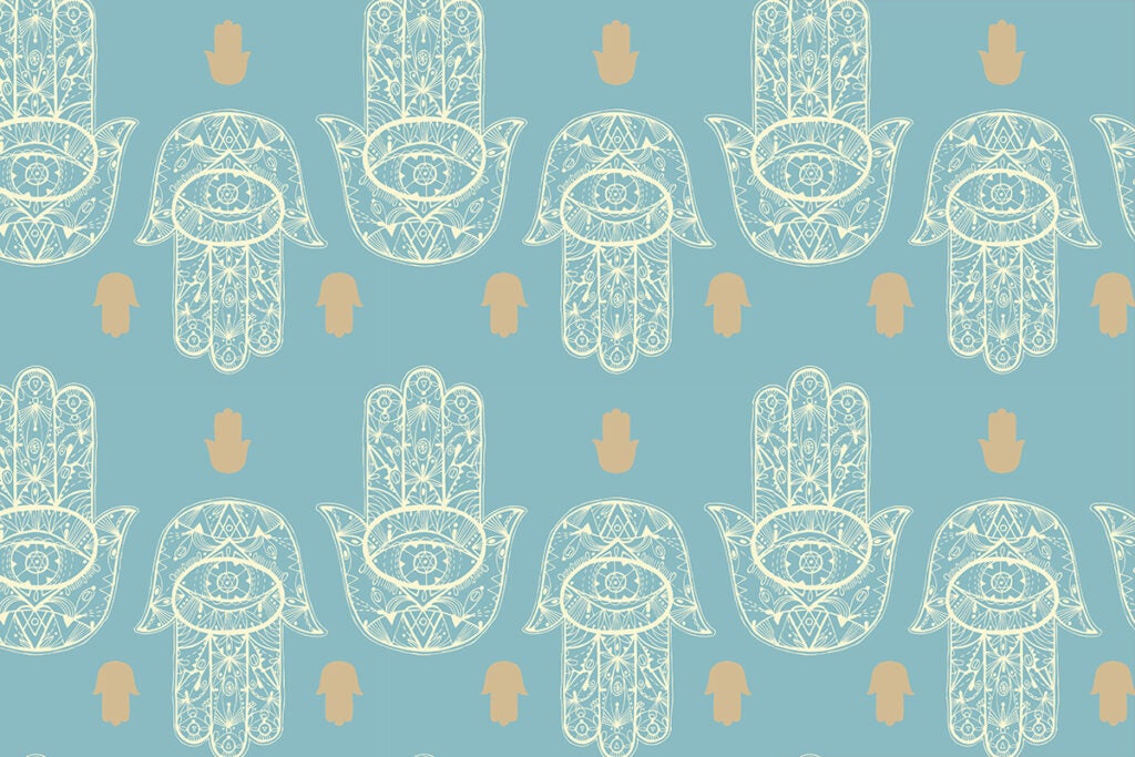 Hamsa hand seamless pattern. Vector texture.