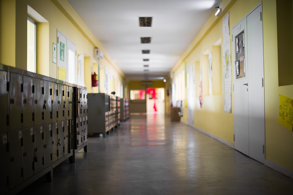 Empty school corridor