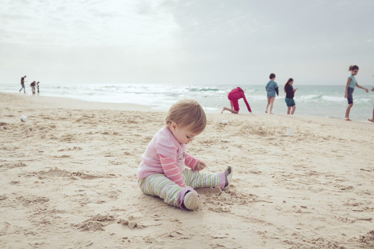 Baby on a beach in Tel Aviv