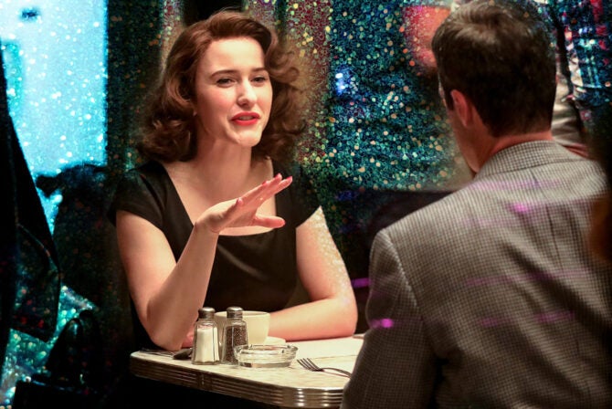 NEW YORK, NY - MAY 17: Rachel Brosnahan is seen on the film set of 'The Marvelous Mrs. Maisel' TV Series on May 17, 2022 in New York City.