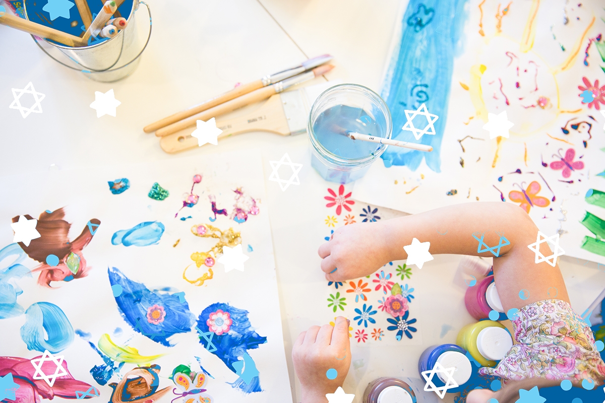 Directly Above View Of Girl Making Drawing On Desk At Home