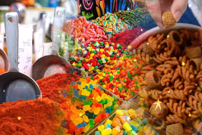 Variation Of Spices For Sale At Market Stall