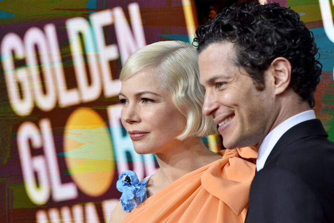 Michelle Williams and Thomas Kail attend the 77th Annual Golden Globe Awards at The Beverly Hilton Hotel on January 05, 2020 in Beverly Hills, California