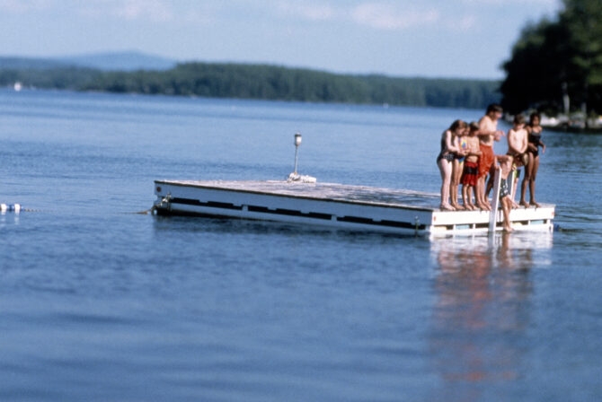 kids on dock at summer camp