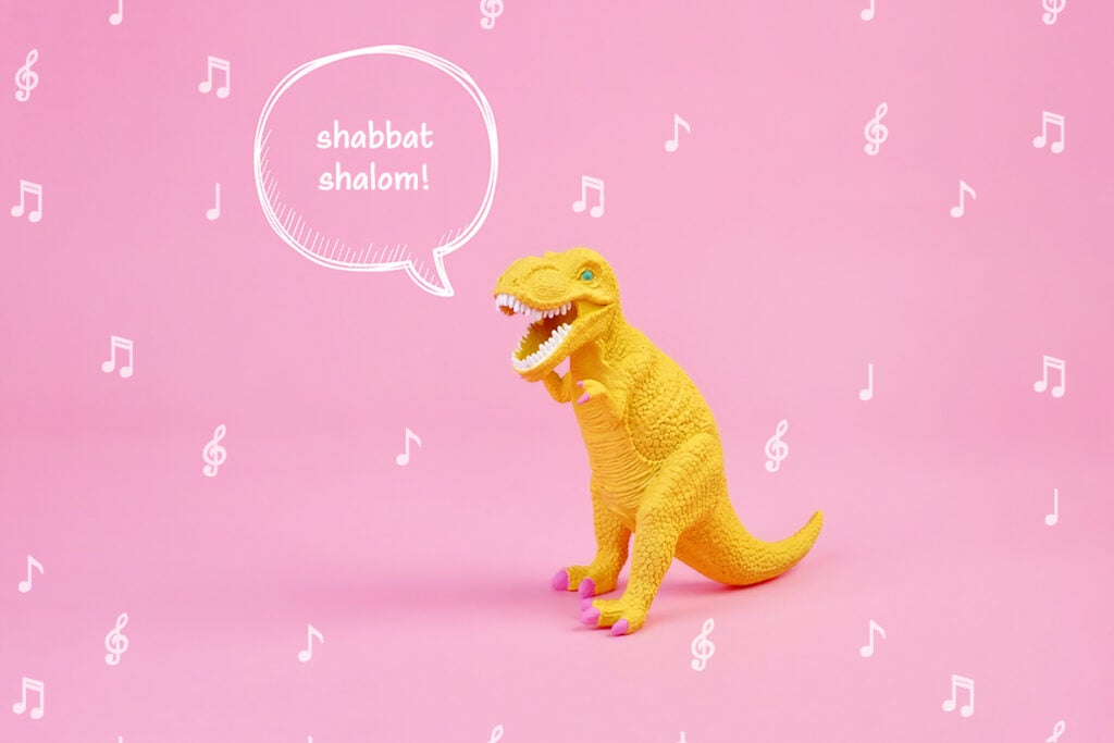 there's a dinosaur knocking shabbat