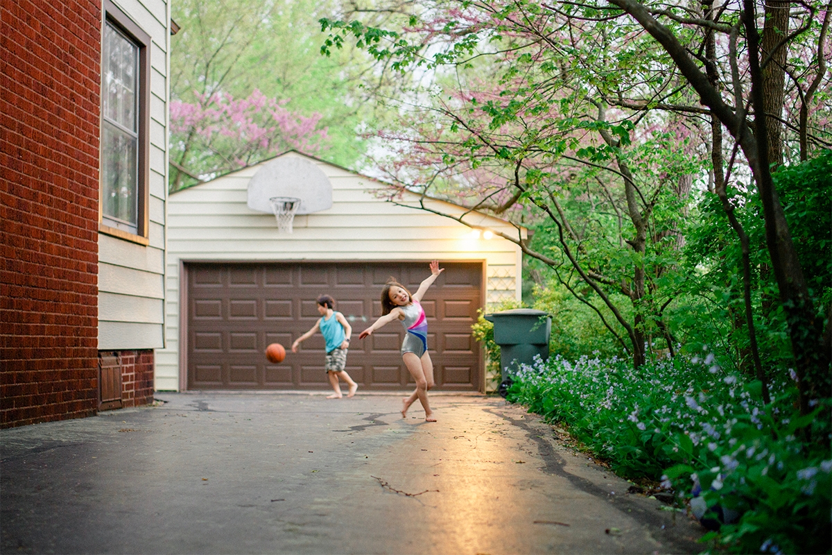 little kids playing basketball