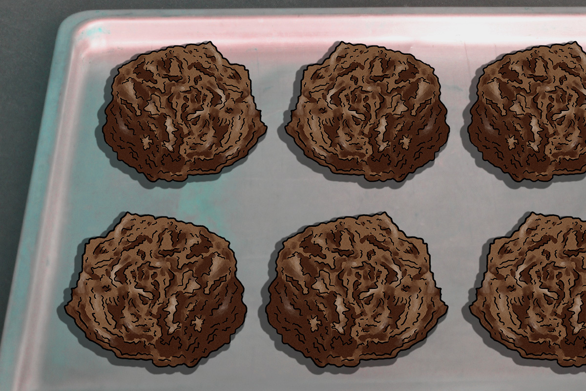 chocolate macaroons on a tray illustration