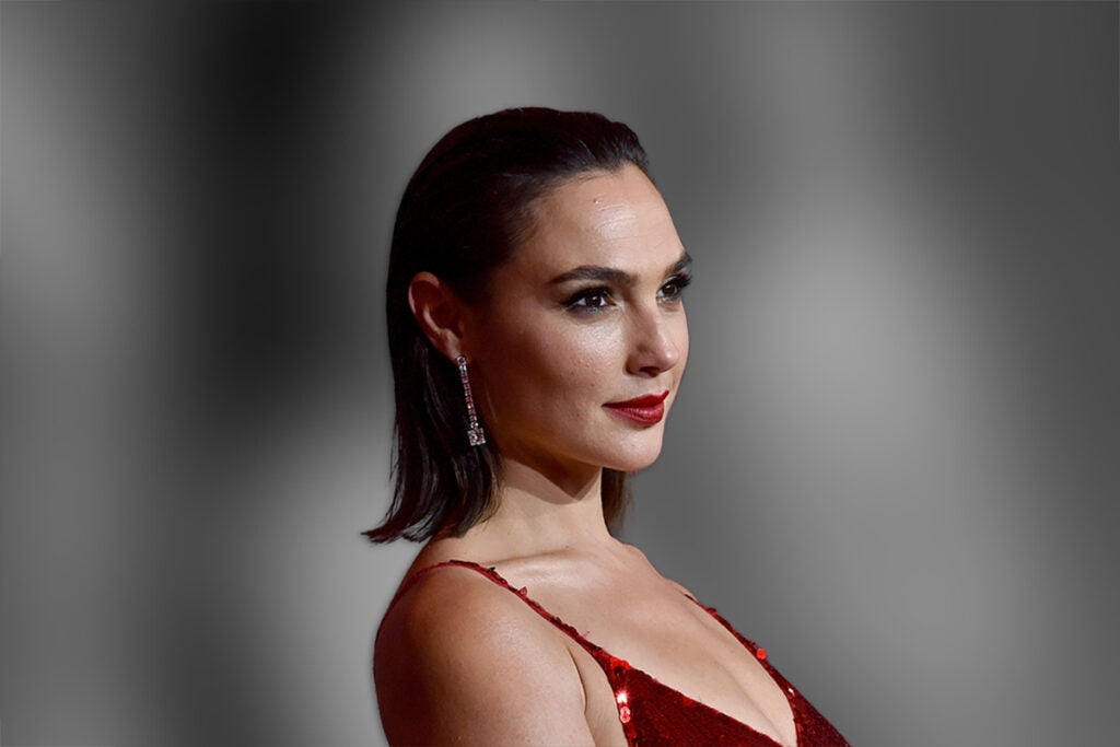 Gal Gadot on a grey background