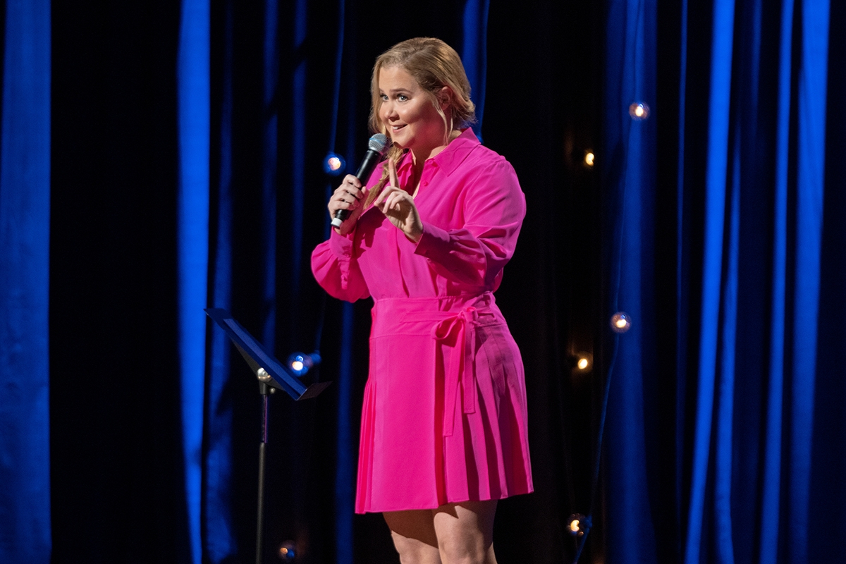 Amy Schumer: Emergency Contact. Amy Schumer at The Orpheum Theater in Los Angeles in Amy Schumer: Emergency Contact.