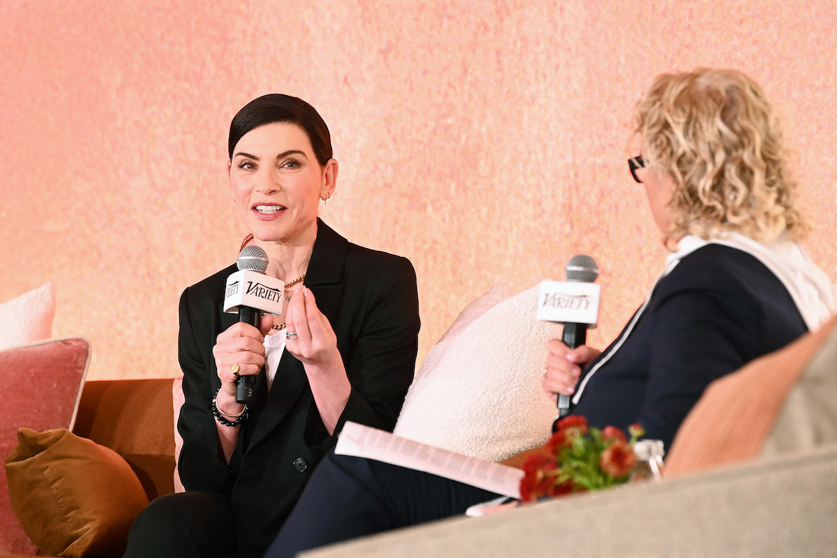 WEST HOLLYWOOD, CALIFORNIA - OCTOBER 18: (L-R) Julianna Margulies and Chief Production Officer of Variety Claudia Eller speak onstage during Variety Hollywood & Antisemitism Summit Presented by The Margaret & Daniel Loeb Foundation and Shine A Light Foundation at 1 Hotel West Hollywood on October 18, 2023 in West Hollywood, California.