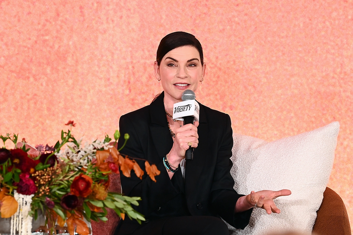 WEST HOLLYWOOD, CALIFORNIA - OCTOBER 18: Julianna Margulies speaks onstage during Variety Hollywood & Antisemitism Summit Presented by The Margaret & Daniel Loeb Foundation and Shine A Light Foundation at 1 Hotel West Hollywood on October 18, 2023 in West Hollywood, California.