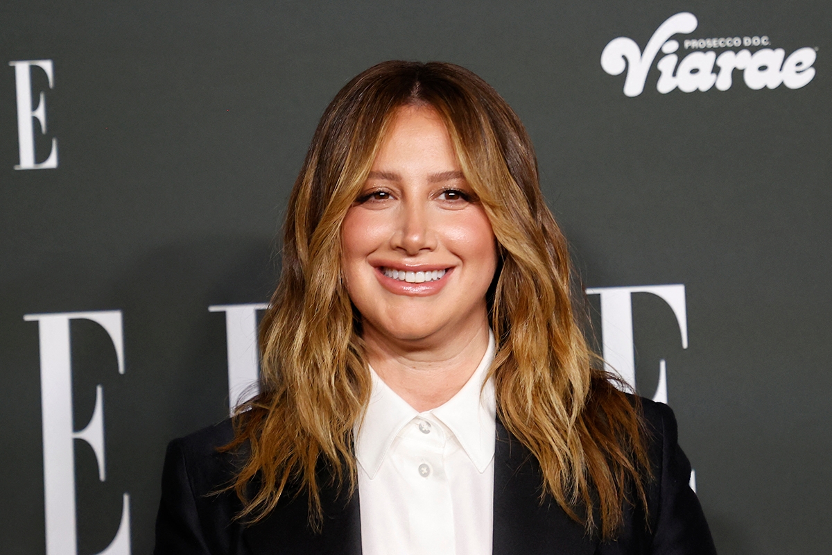 US actress Ashley Tisdale arrives for Elle's 2023 Women in Hollywood celebration, at Nya Studios in Los Angeles, California, on December 5, 2023.