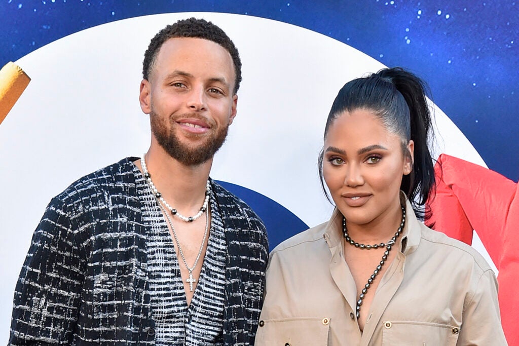 HOLLYWOOD, CALIFORNIA - JULY 18: (L-R) Steph Curry and Ayesha Curry attend the world premiere of Universal Pictures' "NOPE" at TCL Chinese Theatre on July 18, 2022 in Hollywood, California.