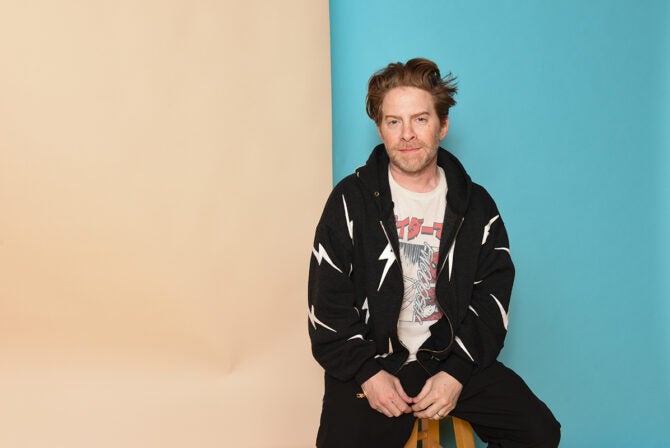 Actor Seth Green on a colorful background