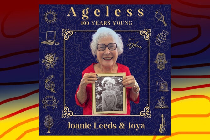 Sylvia Furshman Nusinov on the cover of "Ageless: 100 Years Young" by Joanie Leeds and Joya