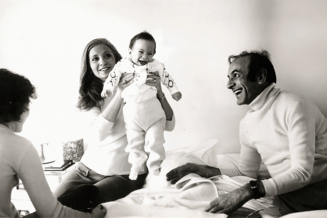 Elie Wiesel with Marion Wiesel and son Elisha Wiesel.