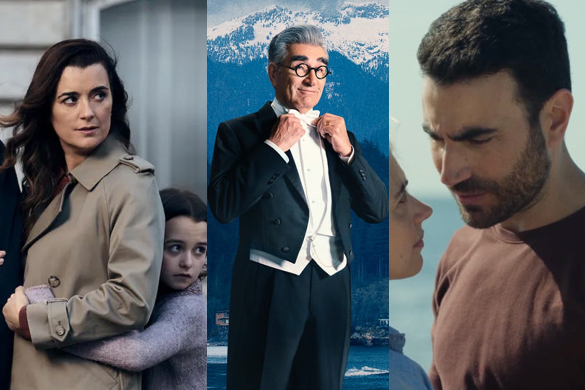 Ziva David from "NCIS: Tony & Ziva," Eugene Levy in "The Reluctant Traveler" and Brett Goldstein in upcoming Apple TV+ romcom