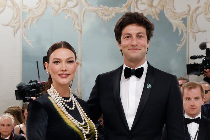 Karlie Kloss and Joshua Kushner attend the 2023 Costume Institute Benefit celebrating "Karl Lagerfeld: A Line of Beauty" at Metropolitan Museum of Art on May 01, 2023 in New York City.