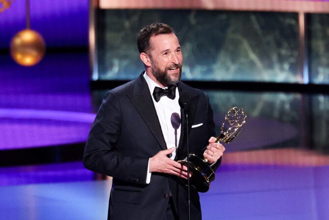 Noah Wyle accepts the Emmy award for Outstanding Lead Actor in a Drama Series for "The Pitt" at the 77th Primetime Emmy Awards held at the Peacock Theater on September 14, 2025 in Los Angeles, California.