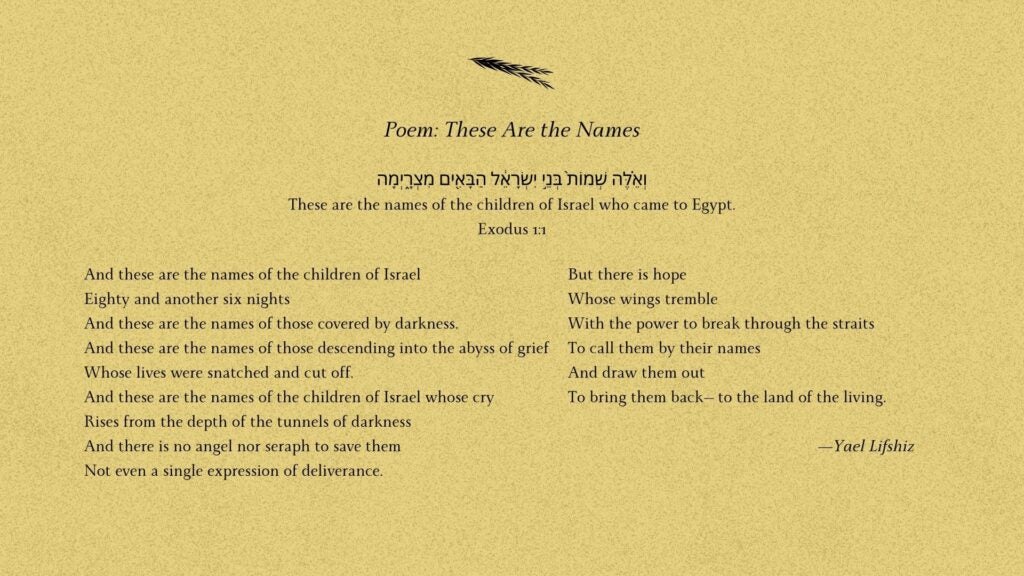 Text of the poem "These Are the Names" by Yael Lifshiz