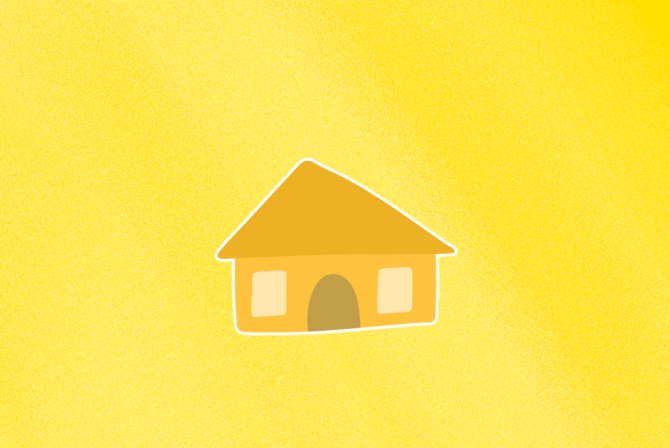 An illustration of a yellow house on a yellow background