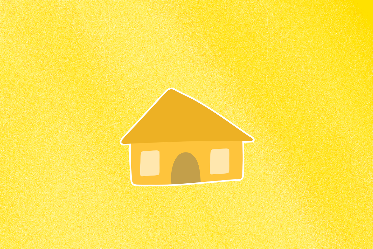 An illustration of a yellow house on a yellow background